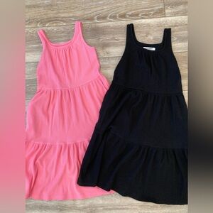 Old Navy Girls Ribbed Tiered Tank Dress - Pink and Black